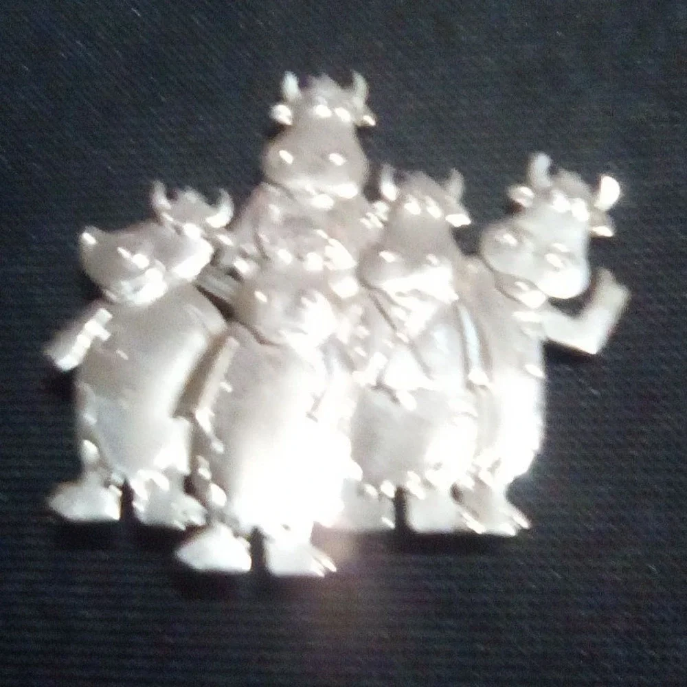 Vintage 1988‎ J.J.Jonette Pewter Cow Farm Animal Brooch Pin